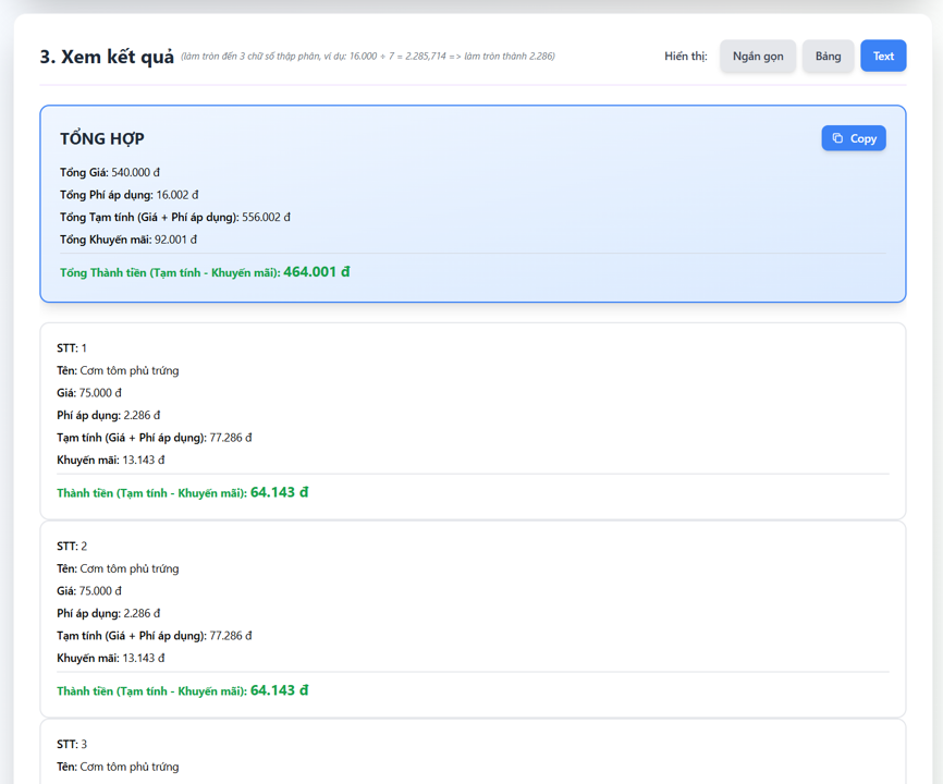 Bước 4: Copy kết quả